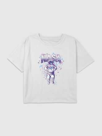 Kids NASA Pastell Astronaut Graphic Boxy Crop Tee