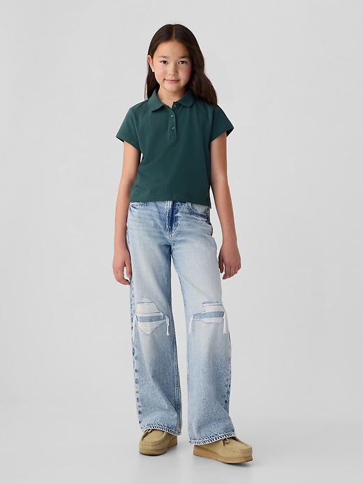 Kids Pique Cropped Polo Shirt Kids Pique Cropped Polo Shirt