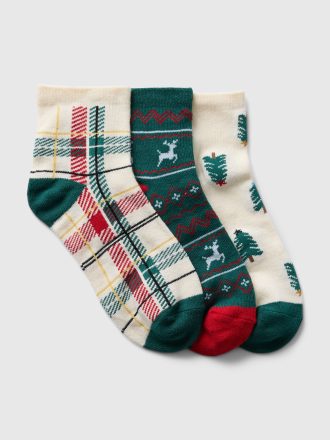 Kids Quarter Crew Holiday strumpor (3-pack)