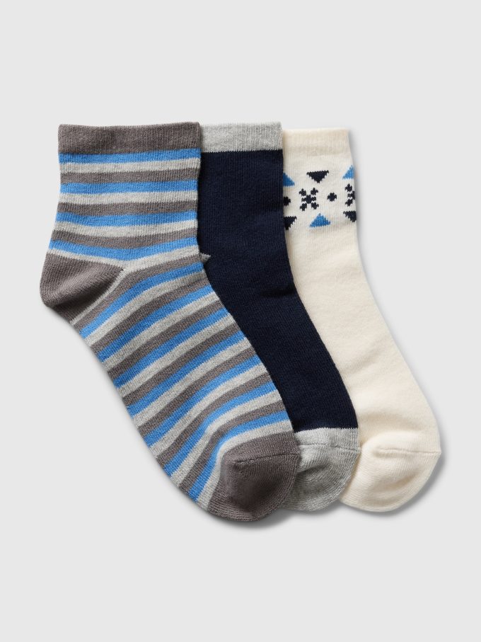 Kids Quarter Crew Holiday strumpor (3-pack)