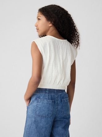 Kids Smocked Cropped Muscle Linne