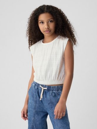 Kids Smocked Cropped Muscle Linne