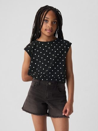Kids Smocked Cropped Muscle Linne