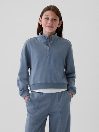 Kids Vintage Mjuk Half Zip Cropped Pullover