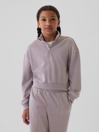 Kids Vintage Mjuk Half Zip Cropped Pullover
