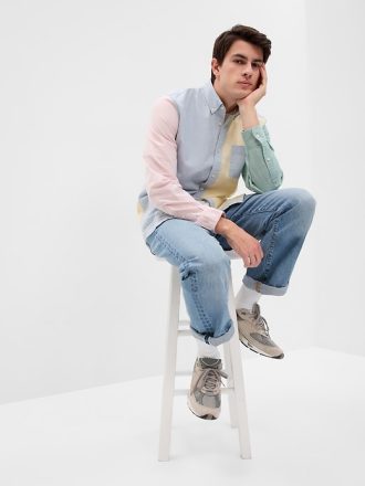 Klassisk Colorblock Oxford-skjorta i Standard Fit med In-Conversion Cotton