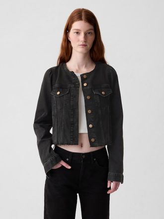 Kraglös Cropped Icon jeansjacka