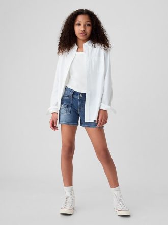 Lågväxt Y2K jeansshorts för barn