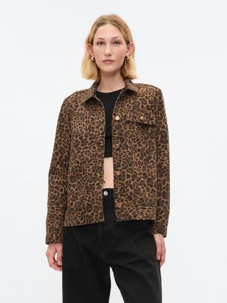Leopard Denim Chore Jacka