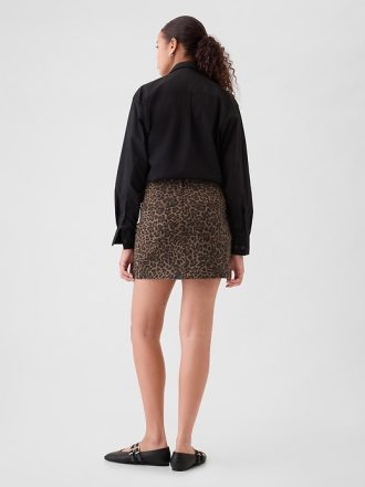 Leopard minikjol i jeans