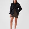 Leopard minikjol i jeans