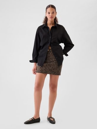 Leopard minikjol i jeans