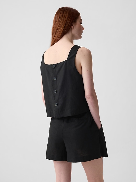 Linne-blandning knapp-rygg cropped linne Linne-blandning knapp-rygg cropped linne