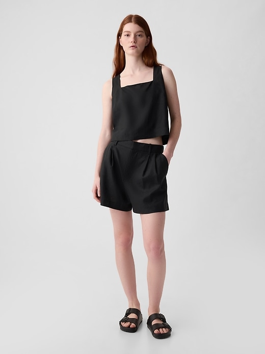 Linne-blandning knapp-rygg cropped linne Linne-blandning knapp-rygg cropped linne
