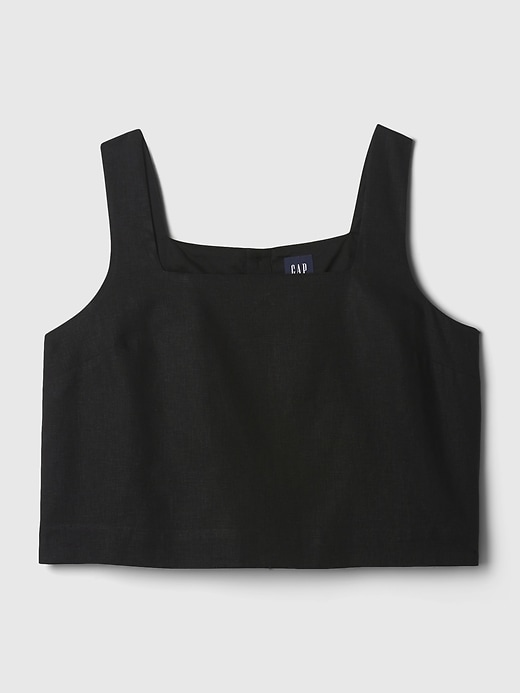 Linne-blandning knapp-rygg cropped linne Linne-blandning knapp-rygg cropped linne