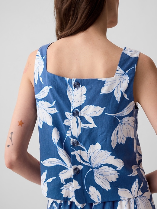 Linne-blandning knapp-rygg cropped linne Linne-blandning knapp-rygg cropped linne