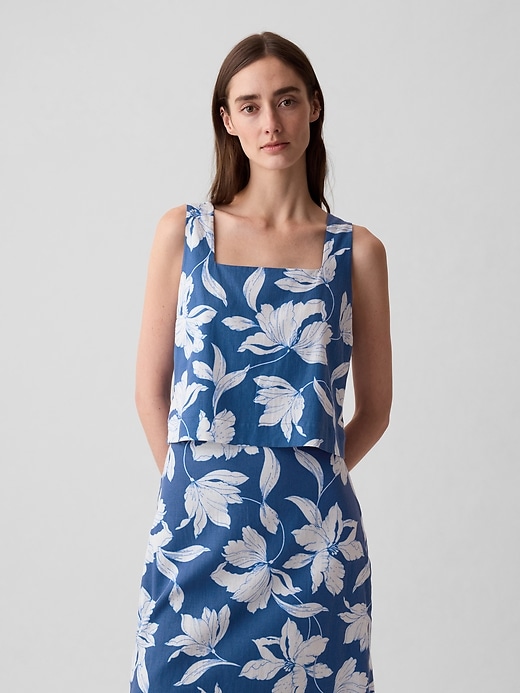 Linne-blandning knapp-rygg cropped linne Linne-blandning knapp-rygg cropped linne