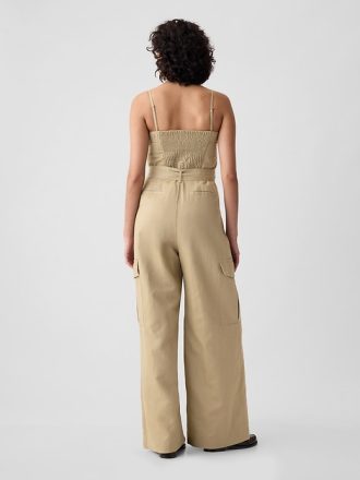 Linne-bomull Cargo Jumpsuit
