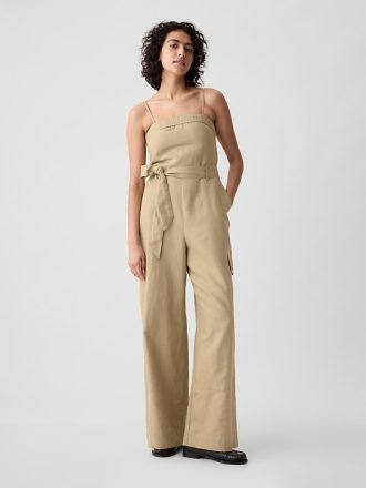 Linne-bomull Cargo Jumpsuit