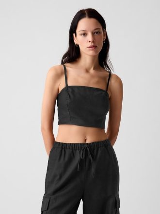 Linne-bomull Cropped Tube Top