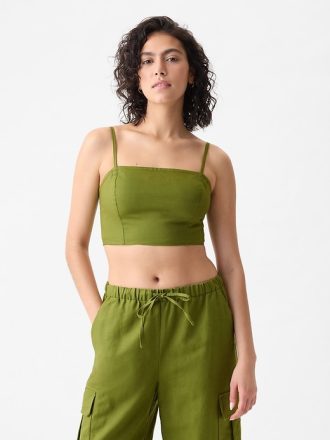 Linne-bomull Cropped Tube Top