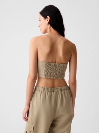 Linne-bomull Cropped Tube Top