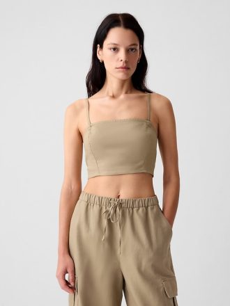 Linne-bomull Cropped Tube Top