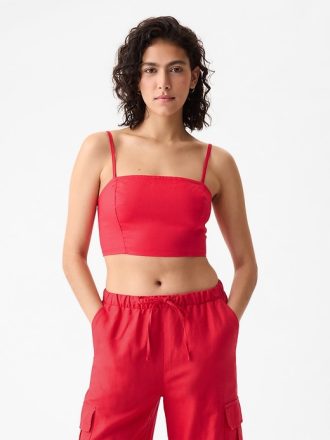 Linne-bomull Cropped Tube Top