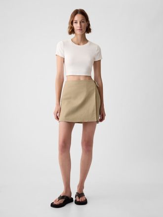 Linne-bomull omlott mini kjol