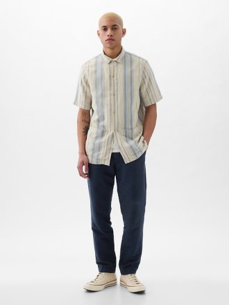 Linne-bomullsbyxor i Slim Fit