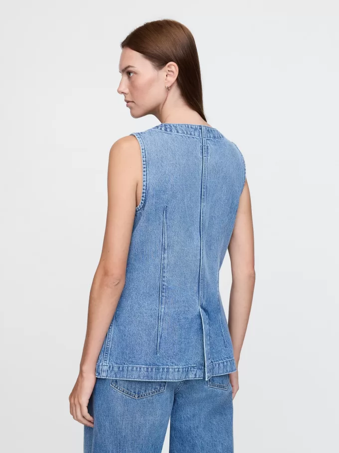 Longline jeansväst