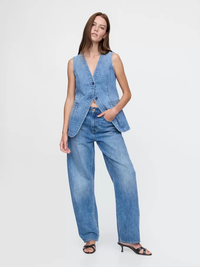 Longline jeansväst