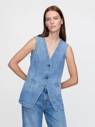 Longline jeansväst