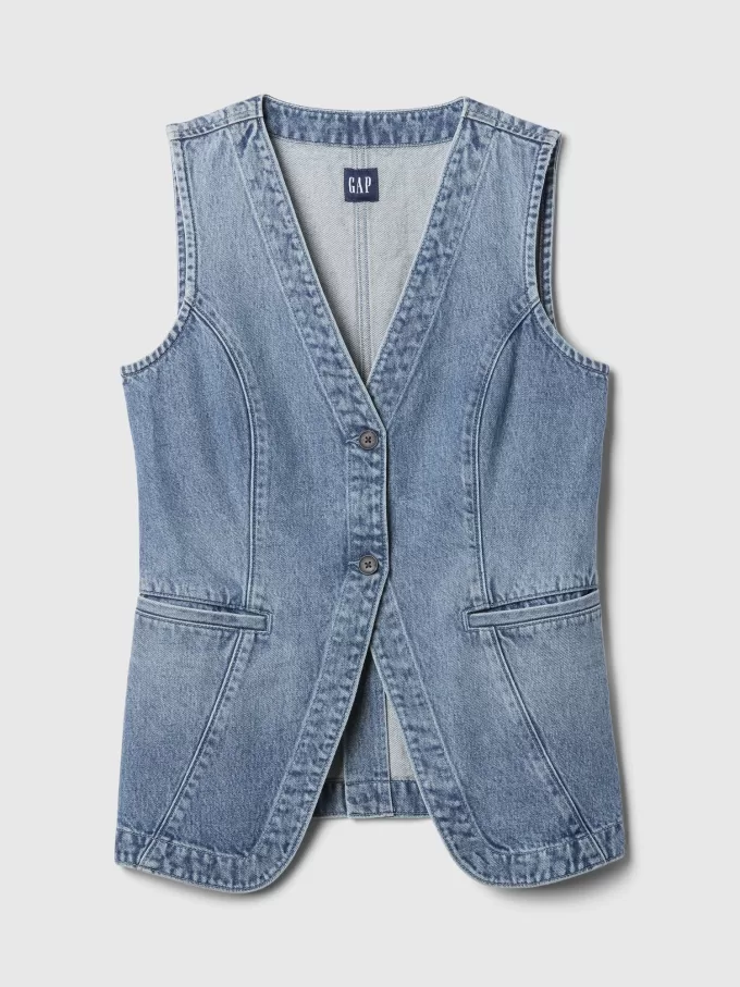 Longline jeansväst