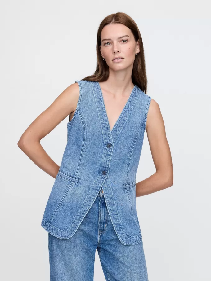 Longline jeansväst