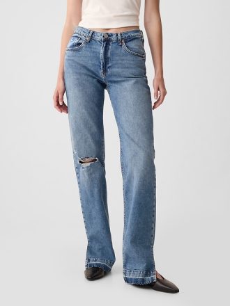 Lösa jeans i medelhög 90-tal
