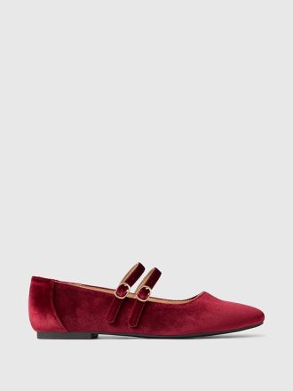 Mary Jane Flats med dubbla band i sammet