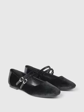 Mary Jane Flats med dubbla band i sammet