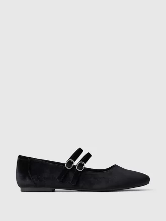 Mary Jane Flats med dubbla band i sammet