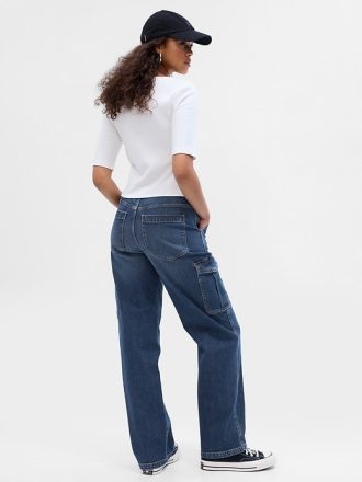 Mid Rise 90-tal Loose Cargo Jeans