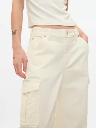 Mid Rise Corduroy 90-tals Loose Cargo Pants