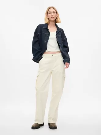 Mid Rise Corduroy 90-tals Loose Cargo Pants