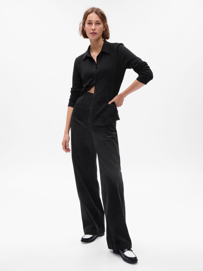 Mid Rise Loose Corduroy Byxor
