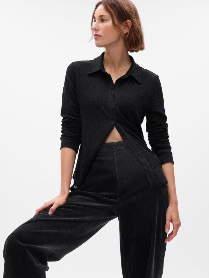 Mid Rise Loose Corduroy Byxor