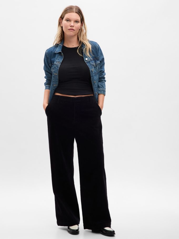 Mid Rise Loose Corduroy Byxor