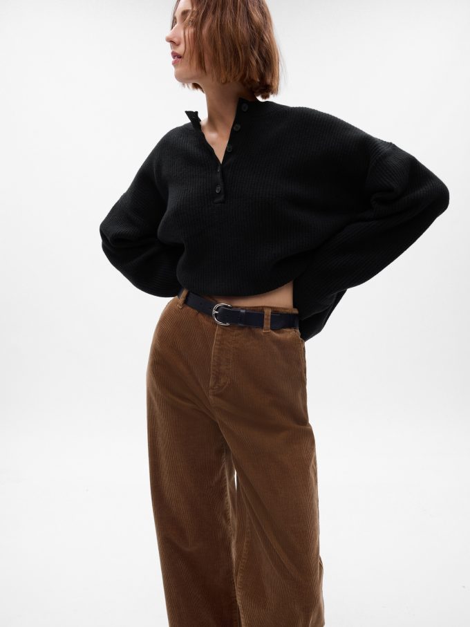 Mid Rise Loose Corduroy Byxor