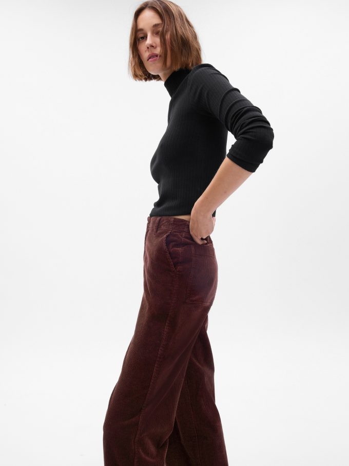 Mid Rise Loose Corduroy Byxor