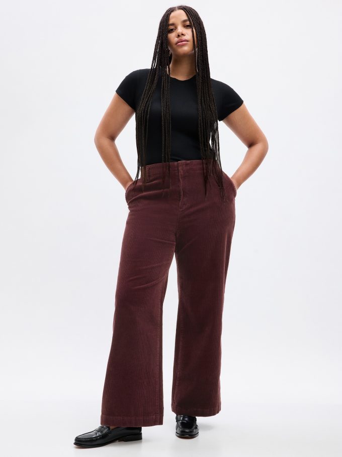 Mid Rise Loose Corduroy Byxor