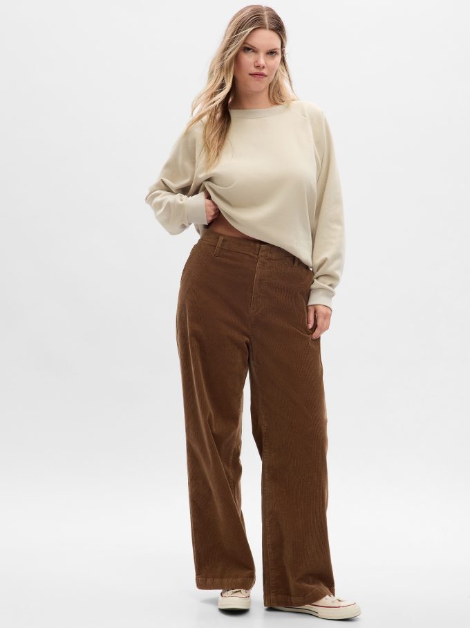 Mid Rise Loose Corduroy Byxor