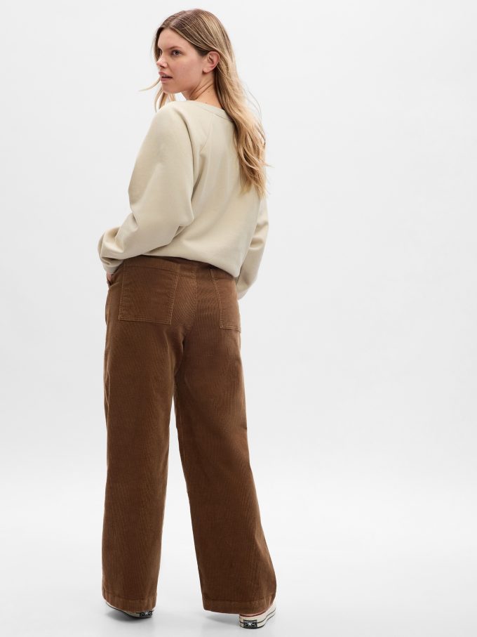 Mid Rise Loose Corduroy Byxor